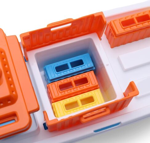 Toyland® 41cm (16") Colourful Cargo Ship with Moveable Doors, Crane & 6 Plastic Containers - Kids Floating Water Toy - Pool & Bathtime Toys - 3 Years+ in Saudi Arabia