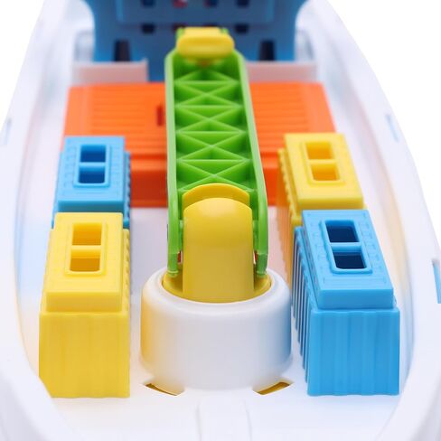 Toyland® 41cm (16") Colourful Cargo Ship with Moveable Doors, Crane & 6 Plastic Containers - Kids Floating Water Toy - Pool & Bathtime Toys - 3 Years+ in Saudi Arabia