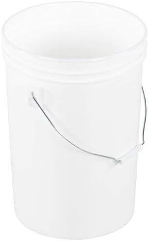 Vestil PAIL-6-PWS Plastic Open Head Pail with Steel Handle, 6 gallon Capacity, White in Saudi Arabia