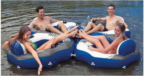 Intex River Run Connect 18 Gauge Vinyl Lounge Inflatable Floating Water Pool Tubes with 2 Cup Holders and Handles for Adults (4 Pack) in Saudi Arabia