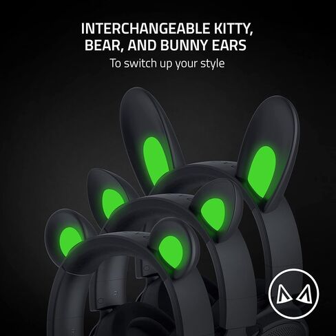 سماعة الألعاب Razer Kraken Kitty V2 Pro السلكية RGB، آذان قابلة للتبديل، متوافقة مع أجهزة الكمبيوتر الشخصية وبلاي ستيشن وماك وسماعات ألعاب الكمبيوتر مع ميكروفون قلبي فائق الوضوح - أسود (متجدد) in Saudi Arabia