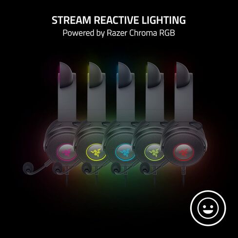 سماعة الألعاب Razer Kraken Kitty V2 Pro السلكية RGB، آذان قابلة للتبديل، متوافقة مع أجهزة الكمبيوتر الشخصية وبلاي ستيشن وماك وسماعات ألعاب الكمبيوتر مع ميكروفون قلبي فائق الوضوح - أسود (متجدد) in Saudi Arabia