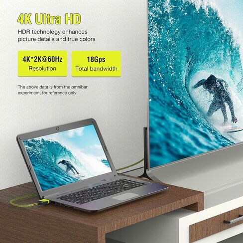 كابل HDMI 4K 60 هرتز 6 أقدام، سلك HDMI مجدول فائق السرعة، 18 جيجابت في الثانية، 4K @ 60 هرتز، فائق الدقة، 2160P، 1080P، ARC، ثلاثي الأبعاد، HDCP 2.2 سلك HDMI للكمبيوتر المحمول، الشاشة، PS5، PS4، Xbox One، Fire TV in Kuwait