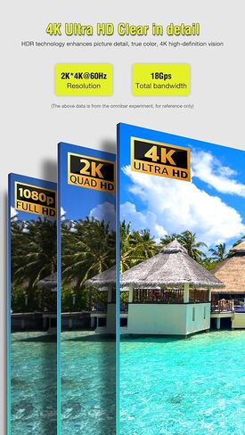 كابل HDMI 4K 60 هرتز 6 أقدام، سلك HDMI مجدول فائق السرعة، 18 جيجابت في الثانية، 4K @ 60 هرتز، فائق الدقة، 2160P، 1080P، ARC، ثلاثي الأبعاد، HDCP 2.2 سلك HDMI للكمبيوتر المحمول، الشاشة، PS5، PS4، Xbox One، Fire TV in Kuwait