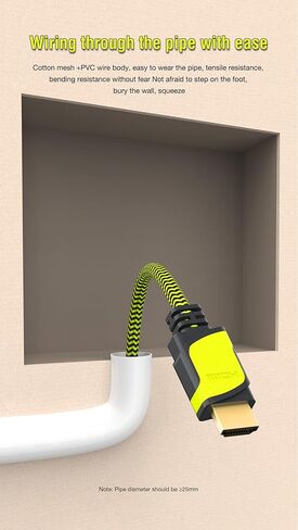 كابل HDMI 4K 60 هرتز 6 أقدام، سلك HDMI مجدول فائق السرعة، 18 جيجابت في الثانية، 4K @ 60 هرتز، فائق الدقة، 2160P، 1080P، ARC، ثلاثي الأبعاد، HDCP 2.2 سلك HDMI للكمبيوتر المحمول، الشاشة، PS5، PS4، Xbox One، Fire TV in Kuwait