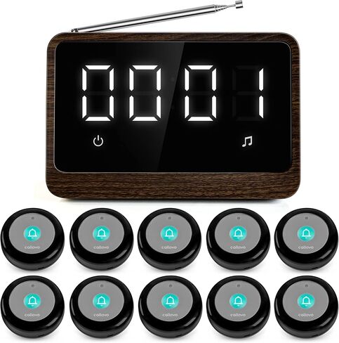 Callovo Wireless Call Light System with 10 Call Buttons for Elderly at Home Call Bell for Clinic Seniors Assisted Living Emergency Wellness Center Hospital Restaurant, Maple Wood Texture in Saudi Arabia