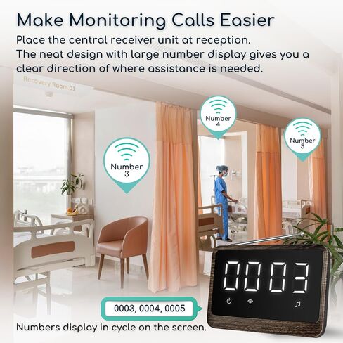 Callovo Wireless Call Light System with 10 Call Buttons for Elderly at Home Call Bell for Clinic Seniors Assisted Living Emergency Wellness Center Hospital Restaurant, Maple Wood Texture in Saudi Arabia
