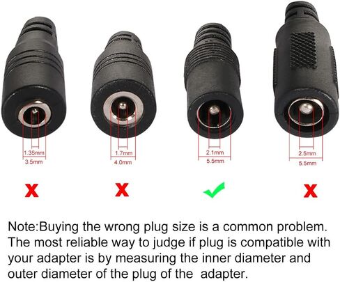 uxcell 5Pcs DC Power Connector Adapter 5.5mmx2.1mm Female to Female Cable Jack Socket Converter for Laptop CCTV Camera strip lighting Black in Kuwait