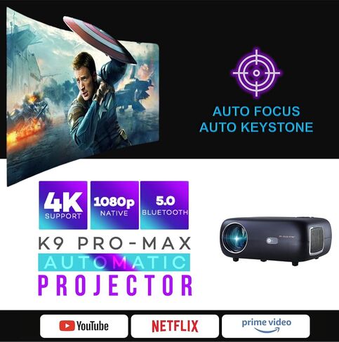 جهاز عرض EGate • تلقائي وذكي • أصلي 1080P Full HD WiFi Bluetooth • جهاز عرض أفلام خارجي محمول بقوة 12900 لومن • متوافق مع أجهزة الكمبيوتر المحمول والهواتف الذكية وجهاز التلفاز وجهاز PS5 • التركيز التلقائي على Keystone in Saudi Arabia
