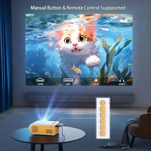 Wifi Mini Projector, 1080P Supported Movie Projector, Portable Projector for Outdoor Indoor Home Theater, Wifi Screen Mirroring for Smartphone, Compatible with Tablet TV Box Games etc in Saudi Arabia