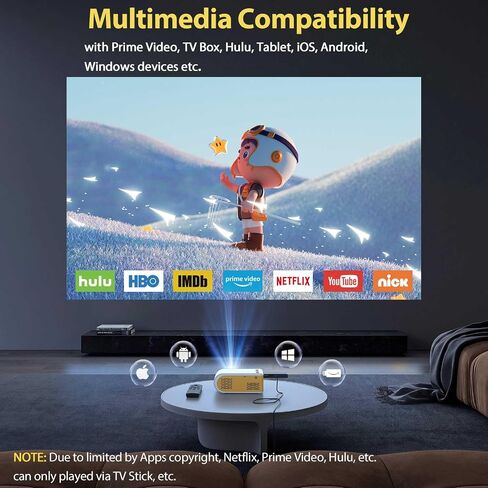 Wifi Mini Projector, 1080P Supported Movie Projector, Portable Projector for Outdoor Indoor Home Theater, Wifi Screen Mirroring for Smartphone, Compatible with Tablet TV Box Games etc in Saudi Arabia