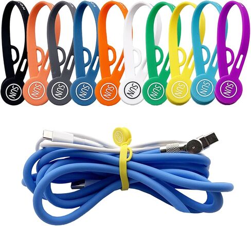 SUNFICON 2023 مشابك كابلات مغناطيسية جديدة منظمو الأسلاك 10 قطع من أشرطة الكابلات الطويلة المطورة من السيليكون، ربطات ملتوية للأجهزة الملونة، حامل سلك سماعة الرأس، مدير المرجعية، السبورة البيضاء، سلسلة مفاتيح مغناطيسية للثلاجة in Kuwait