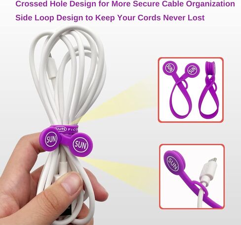 SUNFICON 2023 مشابك كابلات مغناطيسية جديدة منظمو الأسلاك 10 قطع من أشرطة الكابلات الطويلة المطورة من السيليكون، ربطات ملتوية للأجهزة الملونة، حامل سلك سماعة الرأس، مدير المرجعية، السبورة البيضاء، سلسلة مفاتيح مغناطيسية للثلاجة in Kuwait