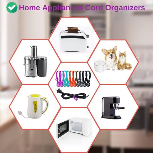 SUNFICON 2023 مشابك كابلات مغناطيسية جديدة منظمو الأسلاك 10 قطع من أشرطة الكابلات الطويلة المطورة من السيليكون، ربطات ملتوية للأجهزة الملونة، حامل سلك سماعة الرأس، مدير المرجعية، السبورة البيضاء، سلسلة مفاتيح مغناطيسية للثلاجة in Kuwait