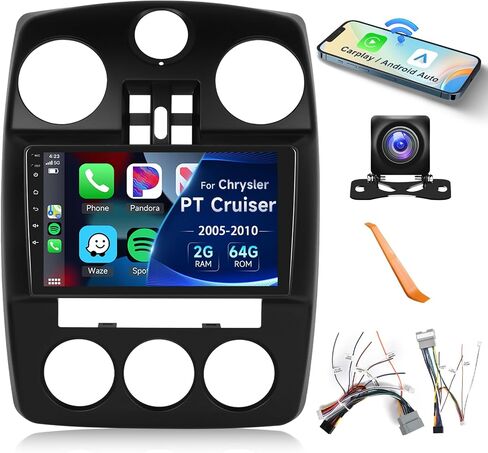 2+64G- for Chrysler PT Cruiser 2005-2010 Car Radio with Wireless Carplay/Android Auto,Android Car Stereo 9 Inch Touch Screen GPS Navigation WiFi Bluetooth FM/RDS Mirror Link SWC Backup Camera in Saudi Arabia