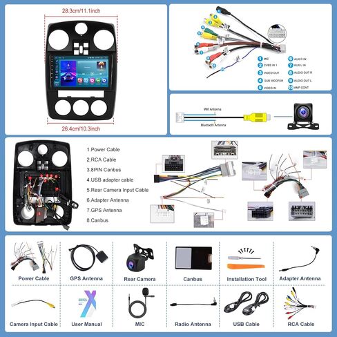 2+64G- for Chrysler PT Cruiser 2005-2010 Car Radio with Wireless Carplay/Android Auto,Android Car Stereo 9 Inch Touch Screen GPS Navigation WiFi Bluetooth FM/RDS Mirror Link SWC Backup Camera in Saudi Arabia