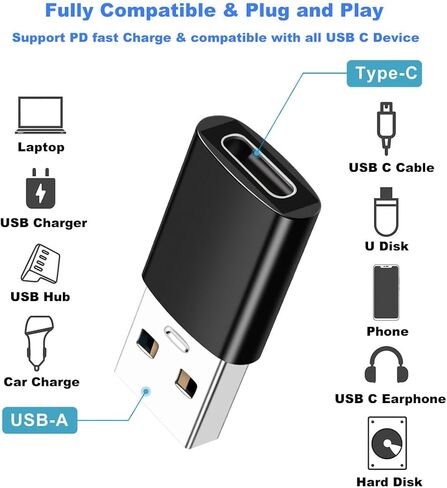 RIIPOO USB C Female to USB Male Adapter, 10Gbps USB 3.1 A to Type C Converter for Fast Data Transfer & 100W Quick Charging Compatible with iPhone 15 Plus Pro Max, Laptop, Quest Link, 2-Pack in Saudi Arabia