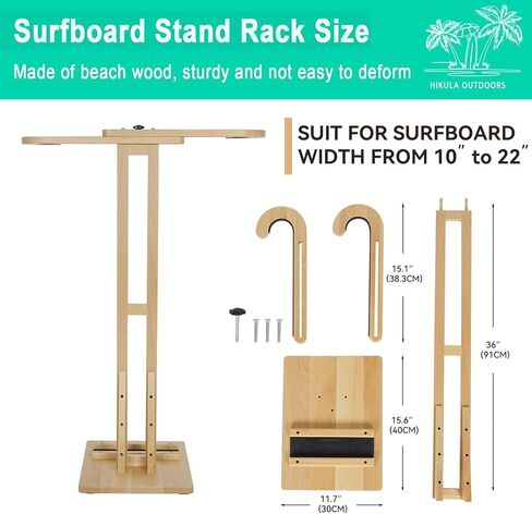 Surfboard Stand Racks, Indoor Display Stand Shortboard and Longboard Organizer Floor-standing Design, Storage & Display for Shortboard and Longboard, Wooden in Saudi Arabia
