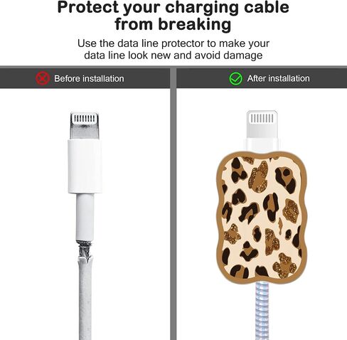 Leopard DIY Cable Protector for iPhone Charger,Kawaii Luxurious Marble Pattern,Data Cable USB Charger Data Line Phone Wire Saver Protector for iPhone 11 12 13 14 Pro Max XS XR X 7 8 Plus in Saudi Arabia