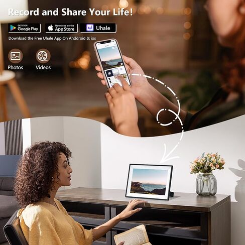 ZBQEJ Digital Picture Frame WiFi Smart 10.1 Inch with 32GB Memory, Digital Photo Frame with 1280x800 IPS LCD Touch Screen, Share Photos/Videos Instantly via Uhale App from Anywhere in Saudi Arabia