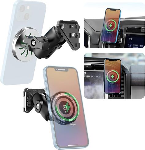 شاحن سيارة لاسلكي مغناطيسي متوافق مع MagSafe لسيارة Ford F-150 2015-2020، Expedition 2018-2021، Super Duty 2017-2021، حامل مغناطيسي للشحن السريع بقدرة 15 وات مناسب لهاتف iPhone 15 14 13 12 in Kuwait
