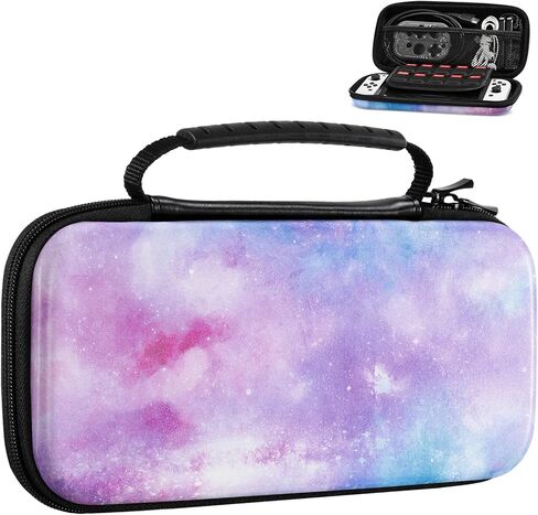 MoKo Carry Case for Nintendo Switch and New Switch OLED Console, Hard Shell Portable Travel Carry Case w/10 Game Card Slots for Switch and other Accessories, Pastel Pink in Kuwait