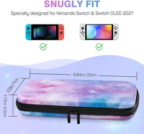 MoKo Carry Case for Nintendo Switch and New Switch OLED Console, Hard Shell Portable Travel Carry Case w/10 Game Card Slots for Switch and other Accessories, Pastel Pink in Kuwait