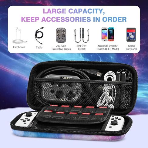 MoKo Carry Case for Nintendo Switch and New Switch OLED Console, Hard Shell Portable Travel Carry Case w/10 Game Card Slots for Switch and other Accessories, Pastel Pink in Kuwait