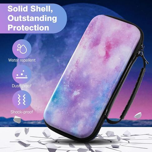 MoKo Carry Case for Nintendo Switch and New Switch OLED Console, Hard Shell Portable Travel Carry Case w/10 Game Card Slots for Switch and other Accessories, Pastel Pink in Kuwait