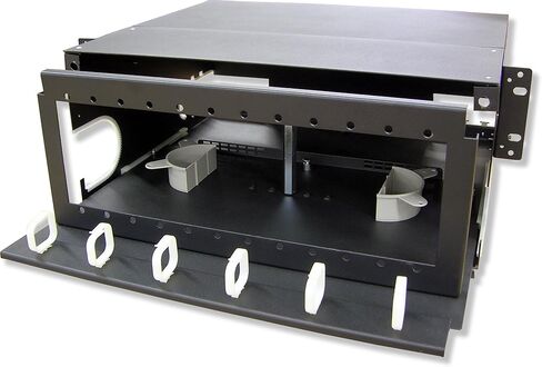 لوحة 4U Fiber Optic Rackmount، تحتوي على 12 لوحة أو وحدة بصمة LGX بسعة قصوى تبلغ 288 أليافًا. يناسب رفوف مقاس 19 و23 بوصة. in Kuwait