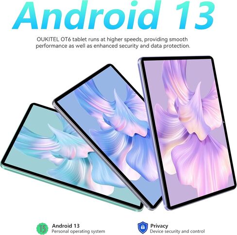 تابلت OUKITEL OT6 10.1 بوصة - Android 13 تابلت 16+64 جيجابايت (1 تيرابايت TF)، تابلت بطارية 8000 مللي أمبير في الساعة مع قلم/WiFi 6/Bluetooth 5.0/Widevine L1/Google GMS/TÜV/1280 * 800 IPS HD تابلت مع حافظة in Kuwait