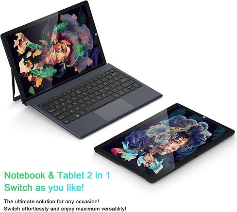 AWOW Windows 11 Home Tablet PC Intel N100 Quad-Core Processor, 12GB DDR5 RAM 256GB Storage, 10.1 Inch 2 in 1 Laptop Touchscreen with Detachable Keyboard, 2.4G+5G WiFi, Bluetooth, USB3.0, HDMI in Saudi Arabia