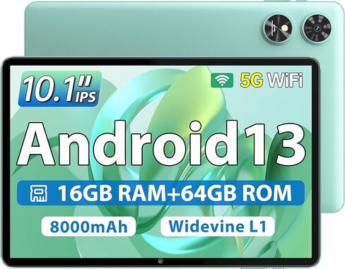 تابلت OUKITEL OT6 10.1 بوصة - Android 13 تابلت 16+64 جيجابايت (1 تيرابايت TF)، تابلت بطارية 8000 مللي أمبير في الساعة مع قلم/WiFi 6/Bluetooth 5.0/Widevine L1/Google GMS/TÜV/1280 * 800 IPS HD تابلت مع حافظة in Kuwait