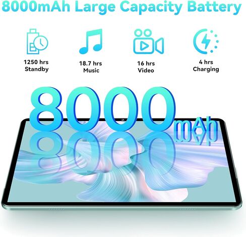 تابلت OUKITEL OT6 10.1 بوصة - Android 13 تابلت 16+64 جيجابايت (1 تيرابايت TF)، تابلت بطارية 8000 مللي أمبير في الساعة مع قلم/WiFi 6/Bluetooth 5.0/Widevine L1/Google GMS/TÜV/1280 * 800 IPS HD تابلت مع حافظة in Kuwait