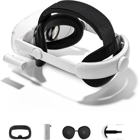 Elite Strap with 5000 Capacity Rechargeable Battery Pack + Face Cover + Lens Cover - 4 in 1 Accessories Bundle for Oculus/Meta Quest 2 [Ultra Comfort] [Add 2 Hours of Use] [Dust-Proof] in Saudi Arabia