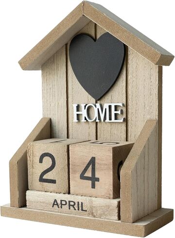 Kihomi Wooden Perpetual Desk Calendar - Rustic Chic Block Design with Month and Date Display, Vintage Farmhouse Desktop Decor for Home Office, Ideal Gift for Teachers, Students, Parents (White) in Kuwait