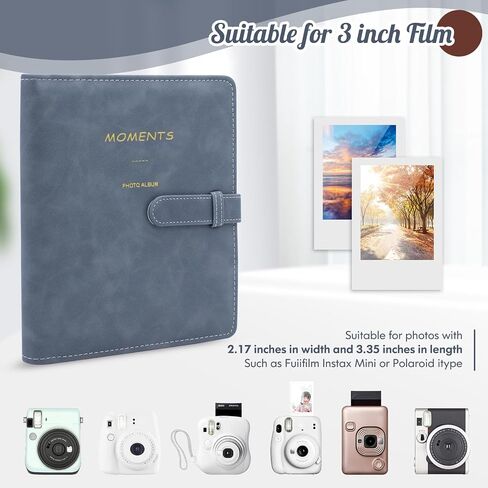 ألبوم صور Ablus 256 جيبًا لطابعات كاميرات Polaroid SnapTouch Zip Mint، لفيلم Instax Mini 11 12 9 8+ 8 LiPlay الفوري، طابعة Mini Link SP-1 (أزرق داكن) in Kuwait