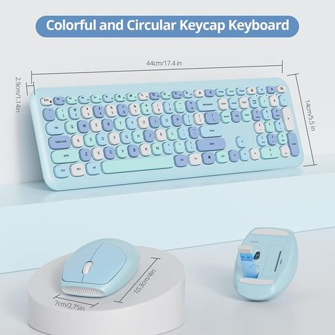 Wireless Typewriter Keyboard and Mouse Combo Retro 104 Key Full Size Office Set Purple Keyboard with Silent Round Keycaps, Ideal for Laptop and Desktop PCs, Cute esign Keyboard.(Purple) in Saudi Arabia