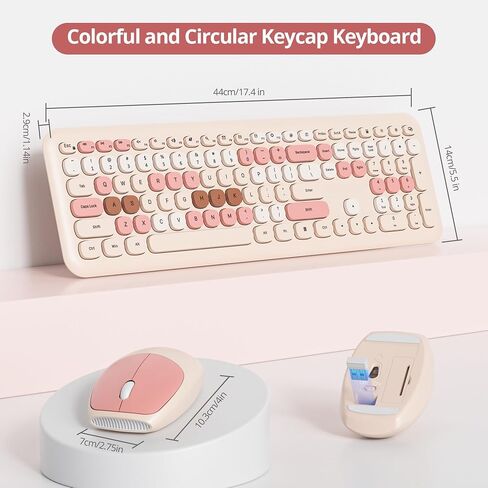 Wireless Typewriter Keyboard and Mouse Combo Retro 104 Key Full Size Office Set Black and Gray Keyboard with Silent Round Keycaps, Ideal for Laptop and Desktop PCs, Cute Design Keyboard in Kuwait