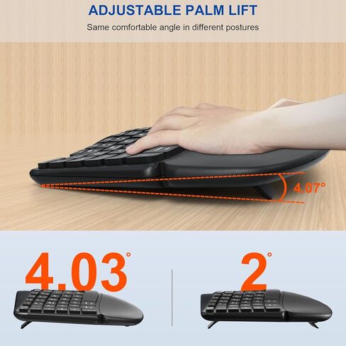 لوحة مفاتيح وماوس لاسلكي مريح، MK835 Ergo Bluetooth/2.4G مجموعة لوحة مفاتيح وماوس بتصميم منفصل مع مسند راحة اليد مبطن، أجهزة متعددة، مفاتيح موجة، قابلة للشحن، لنظام التشغيل Windows/Mac/Android (رمادي داكن) in Kuwait