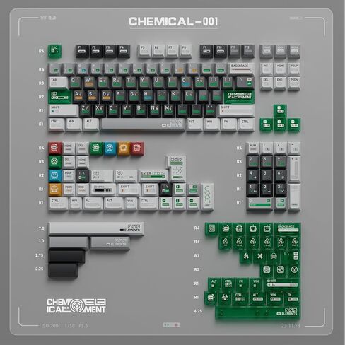 Chemistry 001 Theme keycap Cherry Profile 145 Keys pbt Material + 31pc material-176 Key Positions (Chemistry 001) in Saudi Arabia