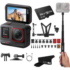 Insta360 Ace Pro - Waterproof Action Camera Co-Engineered with Leica, Flagship 1/1.3" Sensor, 8K24, 4K120fps, 48MP, Active HDR, 2.4" Flip Screen|Bundle Includes Snow Bundle, Selfie Stick, 256GB