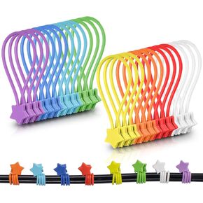 Cable Ties, Magnetic Cable Ties, Reusable Silicone Twist Ties with Strong Magnet, 24PK Colorful Cord Ties for Organizing, Bundling, Fridge Magnets, Book Markers, Small Appliances
