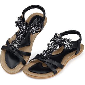 SHIBEVER Dressy Flat Sandals for Women: Summer Comfortable Walking Womens Sandal