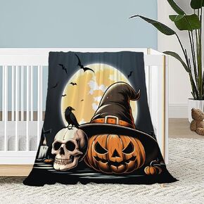 Neatee Living Halloween Throw Blanket Baby Pet Toddler Infant Blanket Spooky Black Pumpkin Ghost Blanket Crib Stroller Decorative Lightweight Fuzzy Soft Plush Fleece Blankets and Throws 30x40