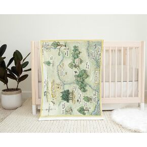 100 Acre Wood Map Baby Blanket, Hundred Acre Wood Nursery, Winnie The Pooh Baby Blanket Minky, Winnie The Pooh Baby Shower 100 Aker Wood (Minky, Light Yellow), 40 inch