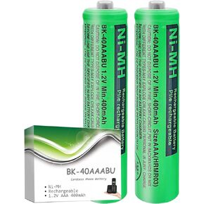 2Pack BK-40AAABU Ni-MH AAA Rechargeable Batteries 1.2V AAA Ni-MH Rechargeable Batteries 400mah for Panasonic Cordless Phones, Remote Controls, Electronics