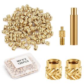 120pcs 3D Printing Brass Nuts, M3x4x5mm Threaded Inserts Heat Set Insert Tip for M3 & 1 Welding Adapter Heat Embedment Nut Printing Accessories Compatible with Weller SP40NUS and T18 Irons