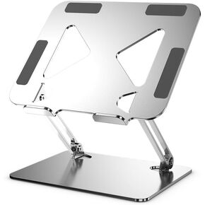 Foldable Laptop Stand - Height Adjustable Ergonomic Computer for Desk, Metal Foldable Laptop Riser, Portable Laptop Holder, Ventilated Cooling Computer Notebook Stand