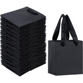 أكياس هدايا سوداء 50 حزمة، أكياس هدايا سوداء صغيرة من Sdootjewelry، 5.1 بوصة × 2.4 بوصة × 7.5 بوصة، أكياس هدايا صغيرة، أكياس ورقية بمقابض، حقائب هدايا صغيرة سوداء، أكياس تسوق للأعمال التجارية الصغيرة، وتجارة التجزئة والتسوق in Kuwait